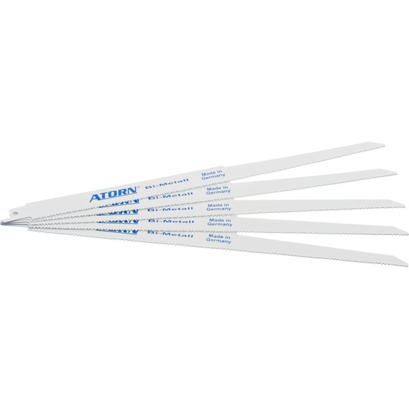 Lames de scie sabre bimétal ATORN 300 mm, épais. 1,3&nbsp;mm, dent. combi. 1,8-2,4&nbsp;mm - Lames de scie sabre bimétal