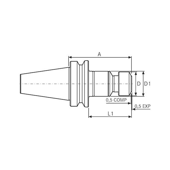 Roscador sincrónico BT con cono de amarre de acuerdo con ISO 7388-2 - 2
