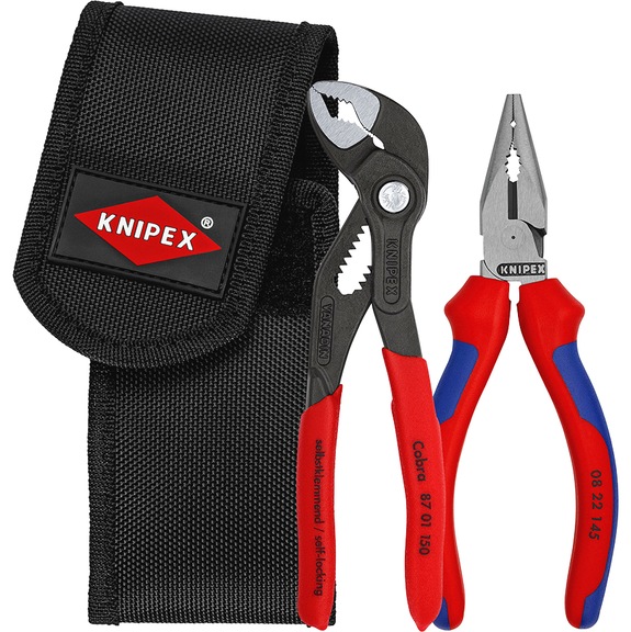KNIPEX jeu de pinces 2 pièces dans une sacoche de ceinture 00 20 72 V06 - Jeu de pinces dans un étui de ceinture en tissu, 2&nbsp;pièces