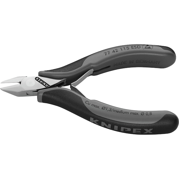 Pince universelle électronique ESD KNIPEX 115 mm, tête pointue - Pince coupante diagonale électronique ESD