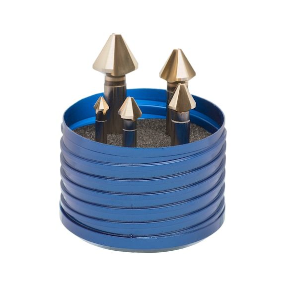 HSS 60° conical countersink set, three flutes, extremely uneven pitch - 1