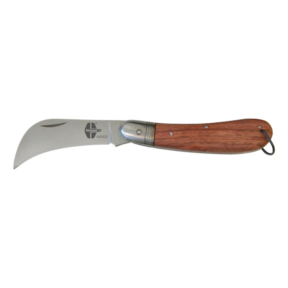 Cuchilla para correa, 185 mm, plegable, con empuñadura de madera - Cuchilla para correa (cuchillo para cartón yeso)