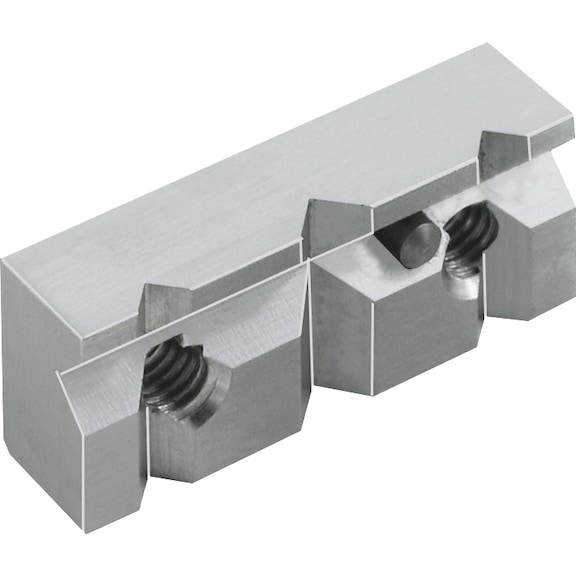 Garras ATORN prisma t. 3 c. pas. tope, acero inox, para tornillo banco 47105710 - Garra de prisma extraíble hecha de acero con pasador de tope