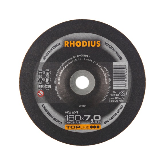 Disco desb. RHODIUS para alu./metales no ferr., tipo RS24, 180x7,0x22,23&nbsp;mm - Disco de desbastar para aluminio/metales no ferrosos
