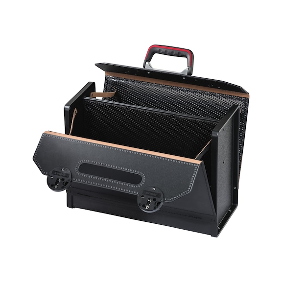 Bolsa de herramientas PARAT de cuero/ABS, 420 x 185 x 315 mm - Bolsas de herramientas con divisor central