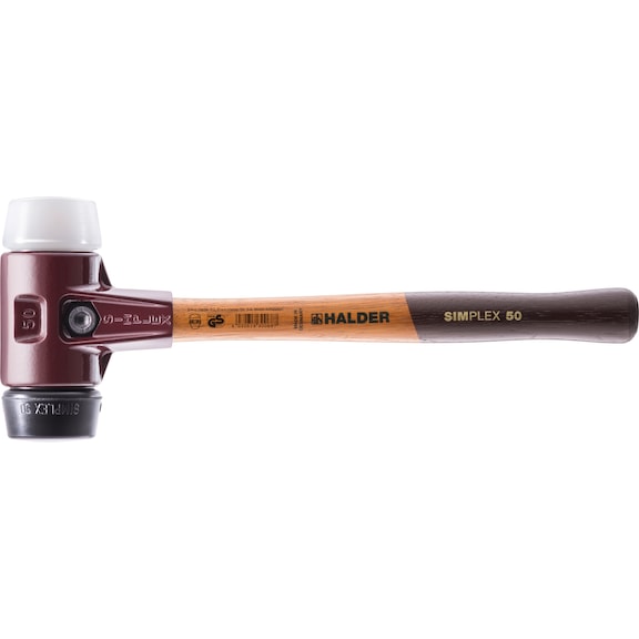 HALDER SIMPLEX kímélő kalapács, 60 mm-es gumi/szup.műa. betétekkel, f.akác nyél - SIMPLEX kímélő kalapács, gumi és szuper műanyag ütőbetét
