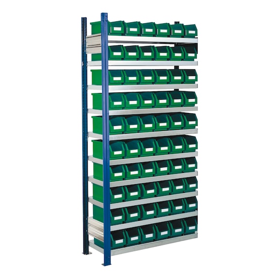Plug-in rack with easy-view storage bins