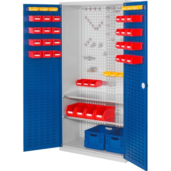 RasterPlan szerszámtartó szekrény, 1950x1000x500&nbsp;mm, hornyolt lemezes ajtók - Szerszámtartó szekrények polcokkal