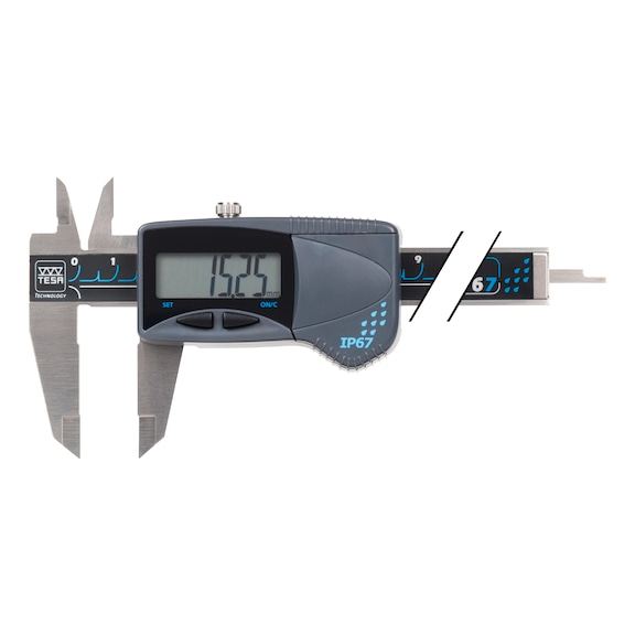 TESA CAL Digitaler Messschieber IP 67 Messbereich 0-150 mm eckig - Elektronischer Taschen-Messschieber