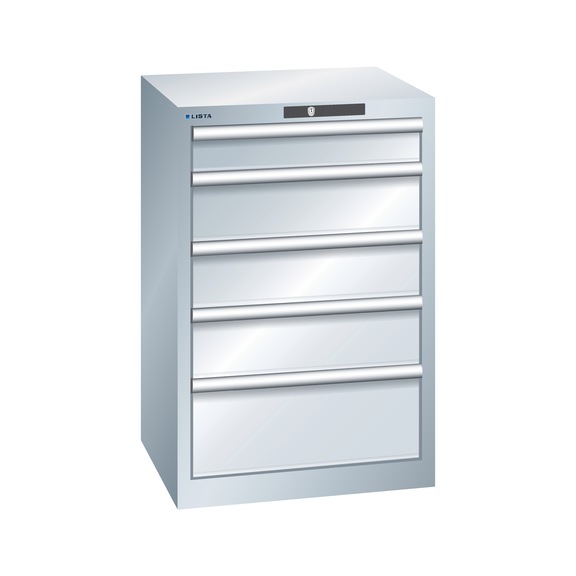 LISTA drawer cabinet 27x27E 850x564x572 mm RFID Lock R7035 with 5 drawers - Drawer cabinets