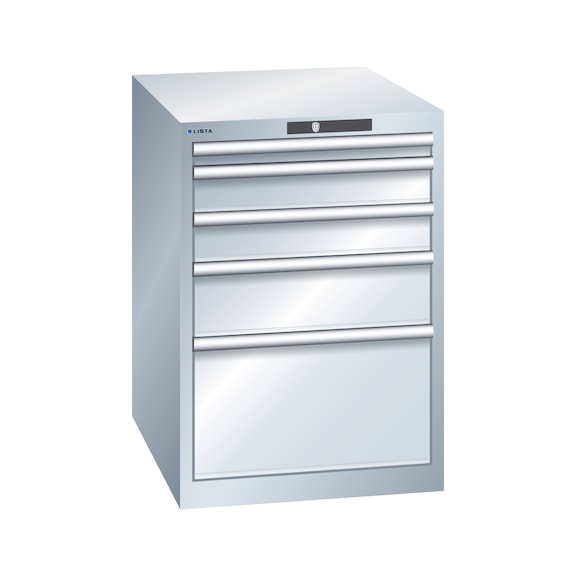 LISTA drawer cabinet 27x36E 800x564x725 mm CODE Lock R7035 with 5 drawers - Drawer cabinets