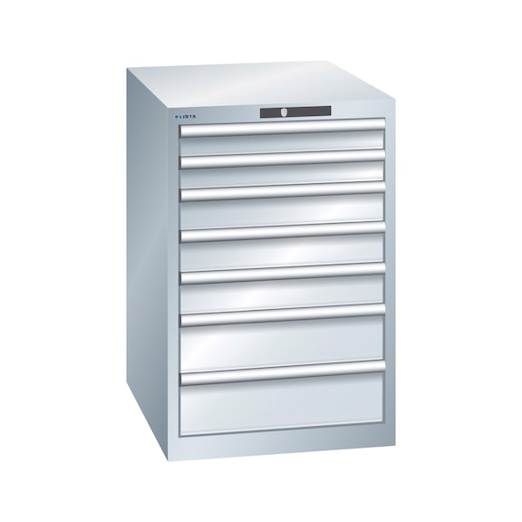 LISTA drawer cabinet 27x36E 850x564x725 mm KEY Lock R7035 with 7 drawers - Drawer cabinets