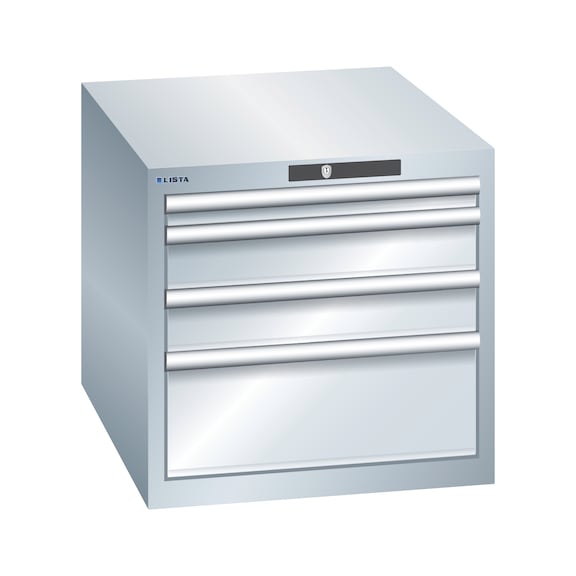 LISTA drawer cabinet 27x36E 533x564x725 mm KEY Lock R7035 with 4 drawers - Drawer cabinets