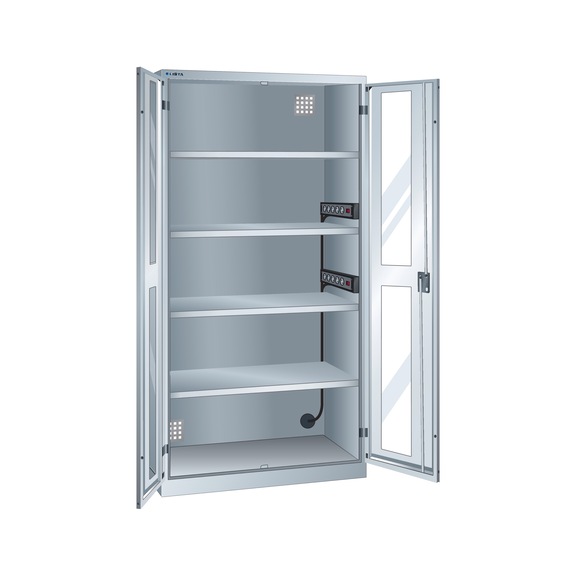 LISTA akkutöltő szekrény, ablak 1000x580x1950 mm, D típus, KEY Lock R7035 - Akkumulátortöltő szekrények