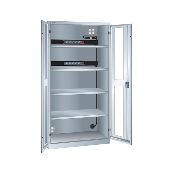 LISTA akkutöltő szekrény (SzéxMéxMa) 1000x580x1950 mm, D típus, KEY Lock R7035 - Akkumulátortöltő szekrények