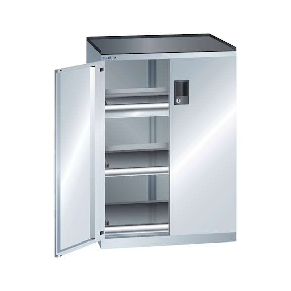 LISTA armoire à tiroirs 36x27E (l x P x H) 717 x 600 x 1020 mm verr. à CLE R7035 - Armoires à tiroirs
