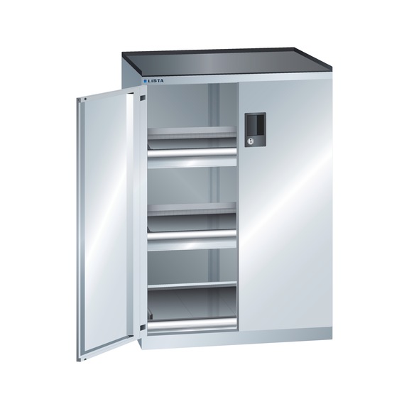 LISTA armoire à tiroirs, 2 tiroirs 36x27E 717 x 600 x 1020 mm verrou RFID R7035 - Armoires à tiroirs
