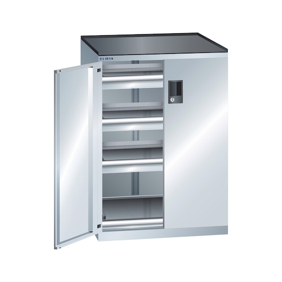 LISTA armoire à tiroirs, 3 tiroirs 36x27E 717 x 600 x 1020 mm verrou à CLE R7035 - Armoires à tiroirs
