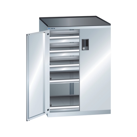 LISTA armoire à tiroirs 36x27E 717 x 600 x 1020 mm verrou à CODE RAL 7035 - Armoires à tiroirs