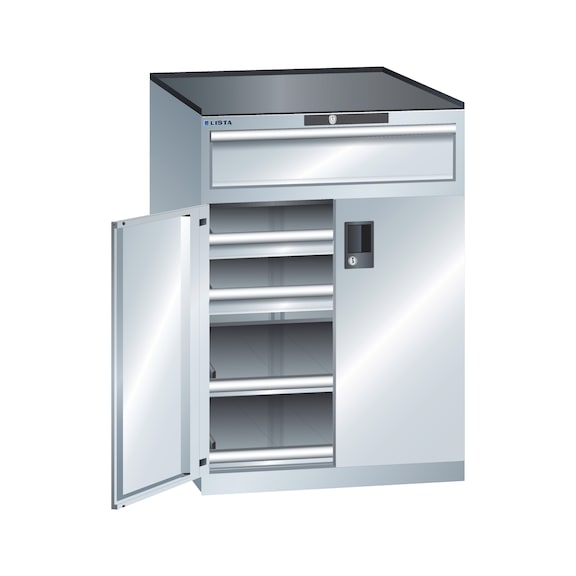 LISTA armoire tiroirs avec 3 tiroirs 36x36E 717 x 753 x 1020 mm verr. CLE R7035 - Armoires à tiroirs
