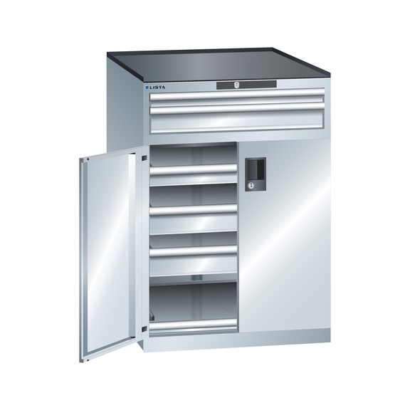 LISTA armoire à tiroirs, 5 tiroirs 36x36E 717 x 753 x 1020 mm verrou RFID R7035 - Armoires à tiroirs