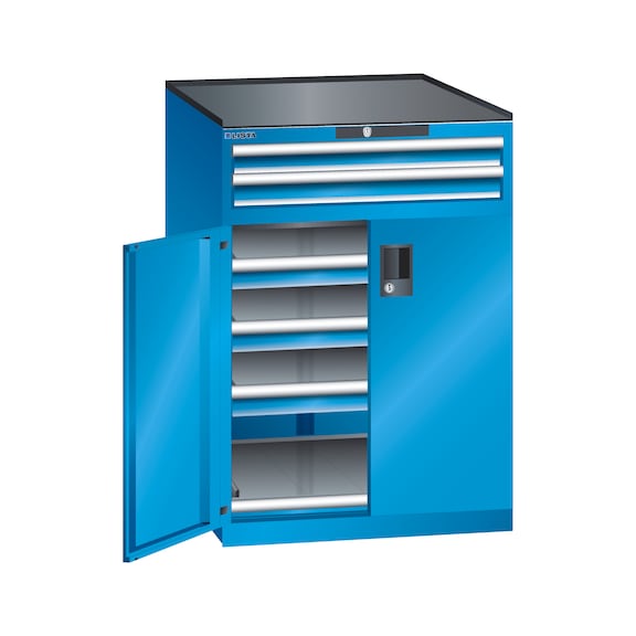 LISTA armoire tiroirs, 1 rall. comp. 36x36E 717 x 753 x 1020 mm verr. CODE R5012 - Armoires à tiroirs