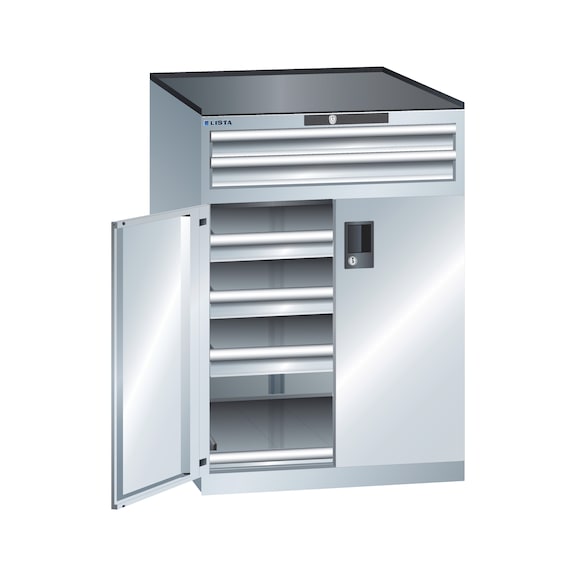 LISTA armoire tiroirs, 1 rall. comp. 36x36E 717 x 753 x 1020 mm verr. CODE R7035 - Armoires à tiroirs