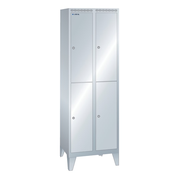 LISTA armoire avec serrure 600 x 500 x 1850 mm 2 x 2 compartiments R7035 - Casier