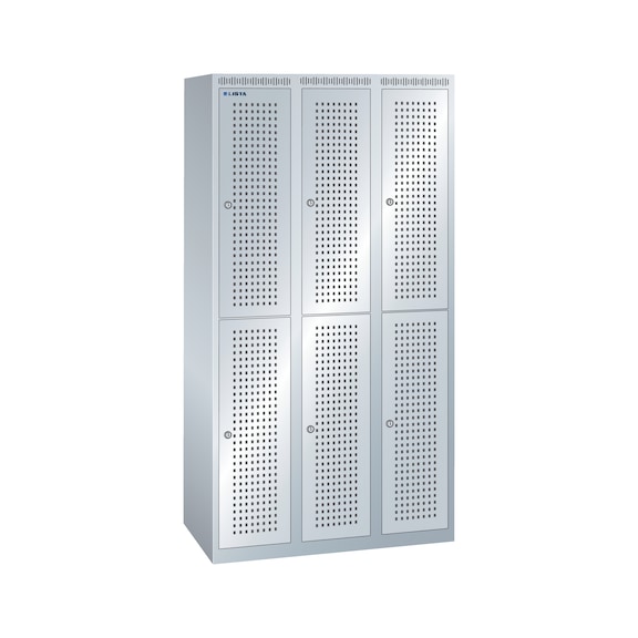 LISTA armoire perforée, serrure 900 x 500 x 1700 mm 3 x 2 compart. R7035 - Casier