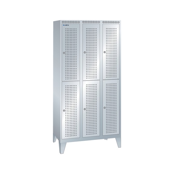 LISTA armoire, perforée, serrure 900 x 500 x 1850 mm 3 x 2 compart. R7035 - Casier