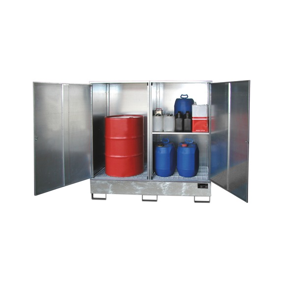 Gevaarstoffenkast voor 2 x 200 vaten, 1680 x 690 x 1780 mm, cap. 230 l - Veiligheidskast gevaarlijke stoffen voor 200 l vaten