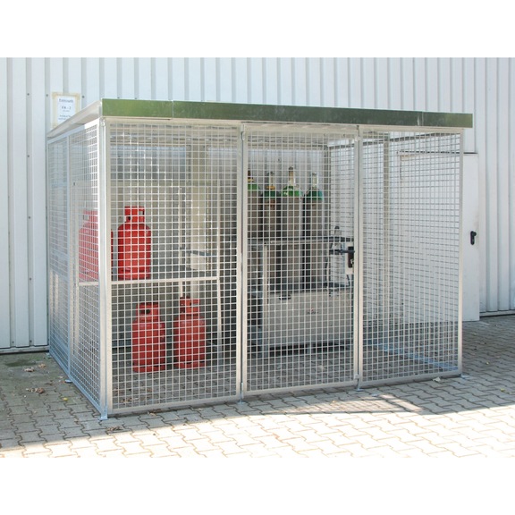 gaz tüpü konteyneri tip GFC-M 5/D UxGxY 3100x2100x2160 mm, galvanizli kapaklı - Tavanlı gaz tüpü konteyneri, tek kanatlı kapak ile