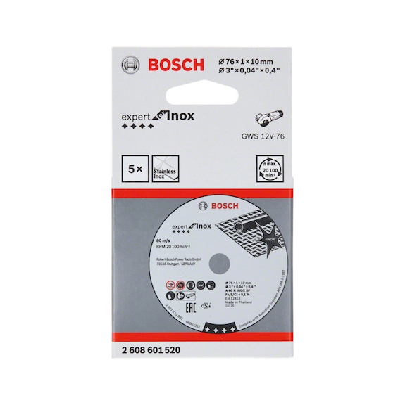 Mini disque à tronçonner pour inox BOSCH Expert, paquet de 5 pièces - mini-disque à tronçonner Expert pour INOX