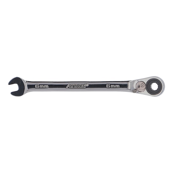 ATORN ratchet combination wrench, 6 mm, angled 15°, reversing lever - Combination ratchet spanner |OUTLET