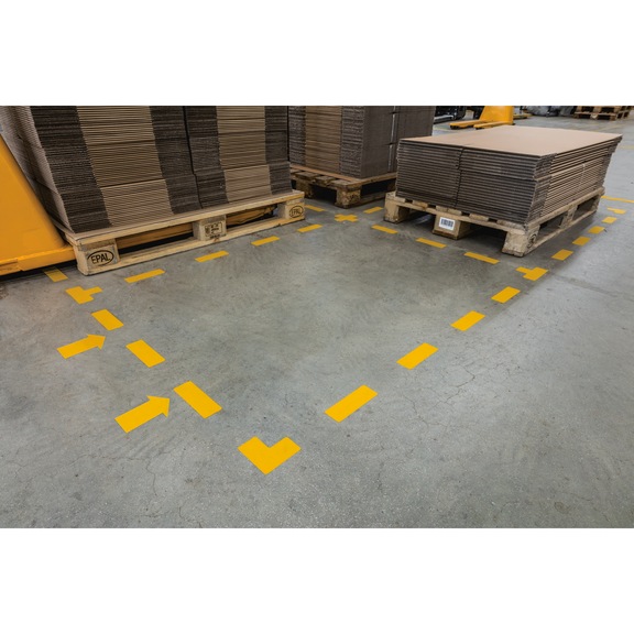 self-adhesive park. space marker shape cross colour signal yellow 150x0.7x150 mm - Parking space markings |OUTLET