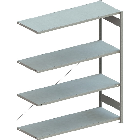 Rayonnage automontable par éléments META, 2000x1700x600 mm, zingué, 4 étagères - Rayonnage automontable d'étagères, rangée simple