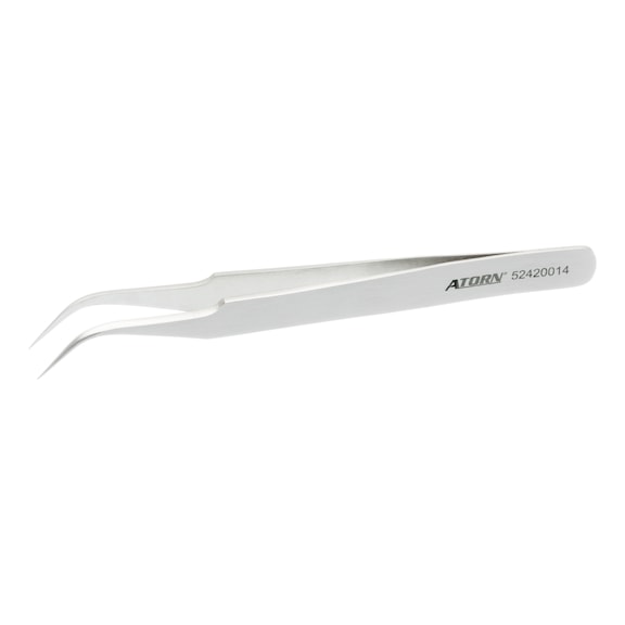 ATORN tweezers anti-magnetic 120&nbsp;mm laterally curved tips - Precision electronics tweezers with fine tip shapes