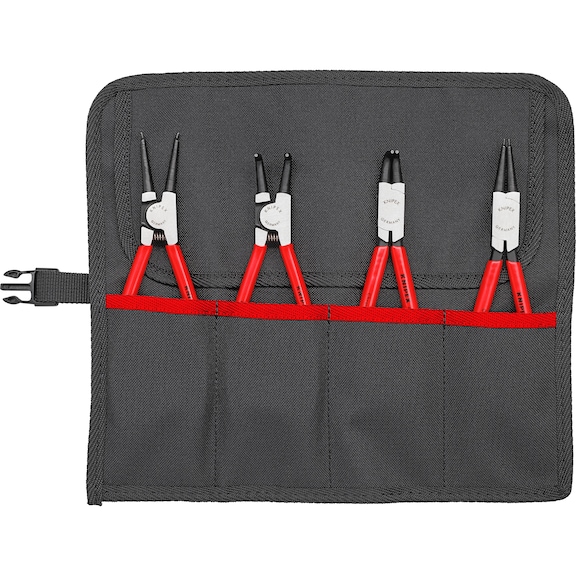 KNIPEX biztosítógyűrű fogó klt feltek. szerszámtartóban, 4 r., J2, J21, A2, A21 - Seeger fogó készlet, 4 részes, textil táskában