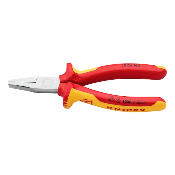 Flat nose pliers with VDE-insulated 2-component grip covers