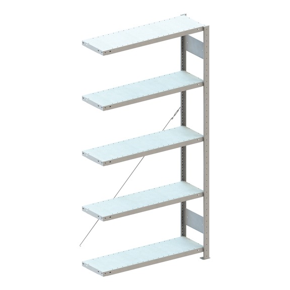 META plug-in rack CLIP galv. w.5 shelves add-on sh. HxLxD 2000x750x300mm - Shelf boltless rack, single-row
