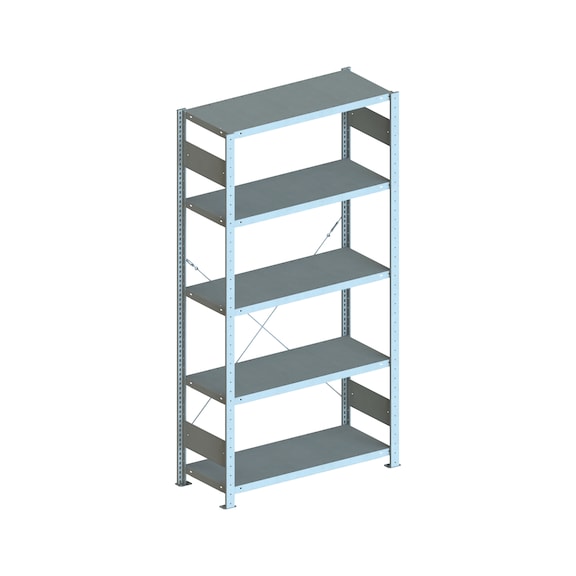 META S3 plug-in rack CLIP 150, RAL 7035, 5 shelves, basic shelf 2000x1000x400 mm - Shelf boltless rack, single-row