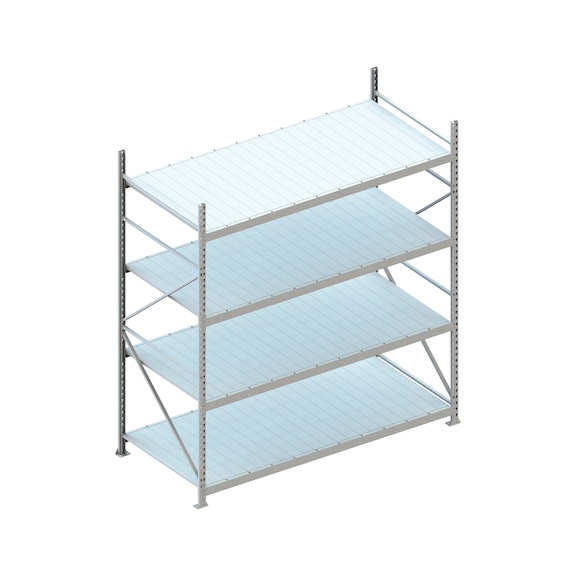 META Weitspannregal Mini-RACK Höhe 2500mm Grundregal m.Stahlpaneele 2200x1050mm - Weitspannregal