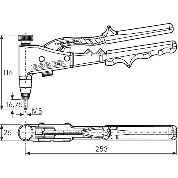 Remachadora manual de tuercas ciegas GESIPA GBM 10 - Remachadora para tuercas ciegas remachables