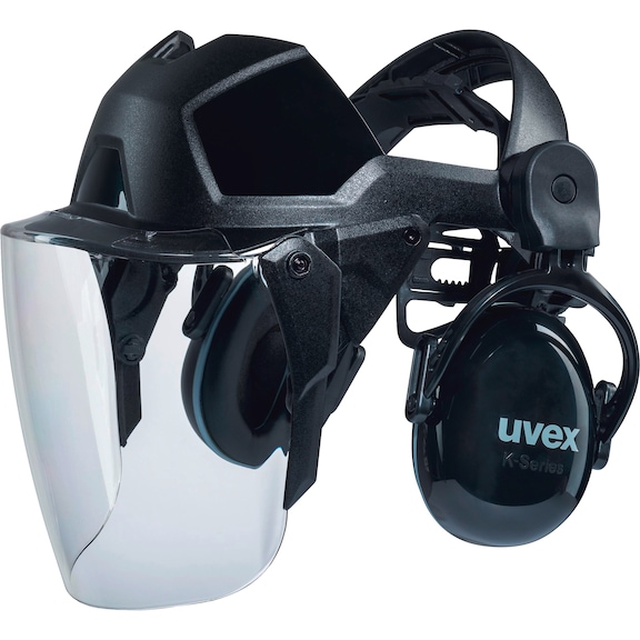 Careta protecc. facial UVEX pheos faceguard con visera PC con protecc. auditiva - Pantalla de protección facial