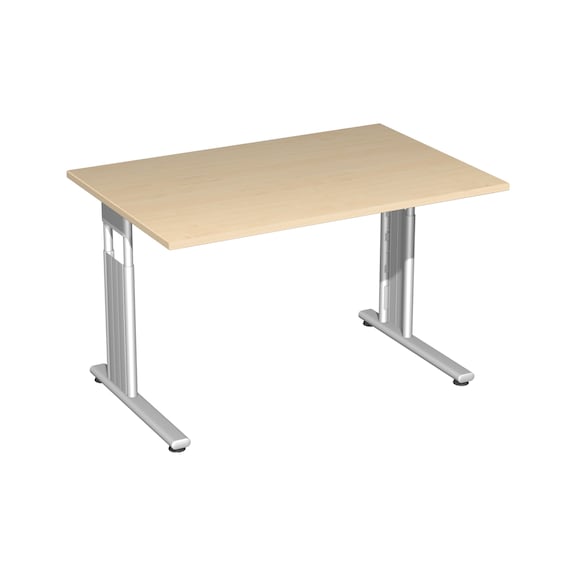Schreibtisch C Fuß Flex 1200x800 Ahorn/Silber - Schreibtisch mit C Fuß Flex