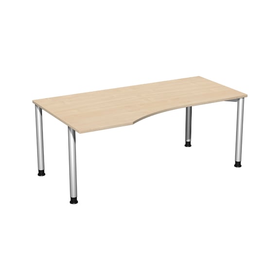 PC desk 4 foot Flex 1800x1000 HA left maple/silver - Desk 4 feet flex, PC shape left
