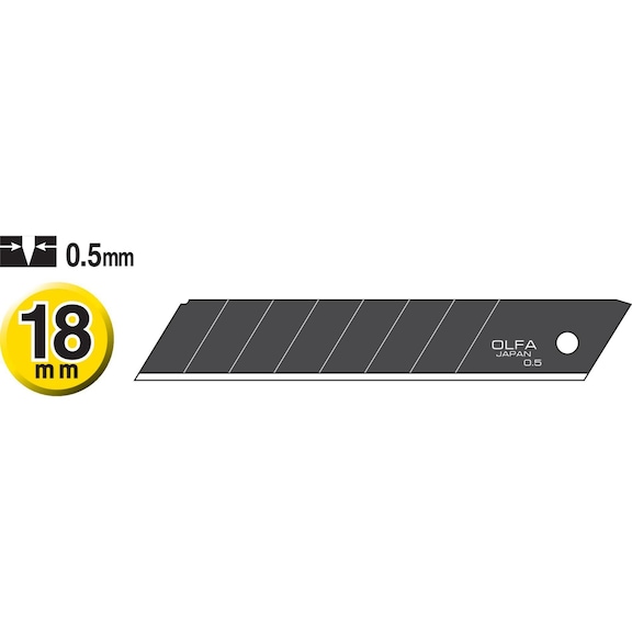 OLFA 18 mm Abbrechklingen ExcelBlack Ultra scharf Box mit 10 Stück - Ersatz-Abbrechklingen 18 mm, Pack a 10 Stück