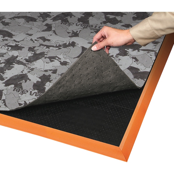 PIG alfombra antifatiga MAT 906, hasta 59&nbsp;l, 91x162&nbsp;cm, 12&nbsp;alfombras, 1&nbsp;bandeja - Esterilla All-in-1: absorción y alivio de la fatiga en un solo producto