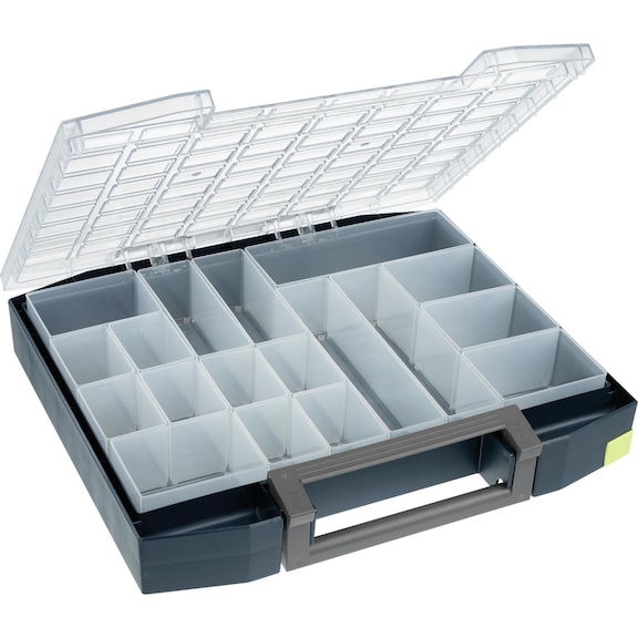 RAACO assortment case L x W x H 465 x 401 x 78 mm with 18 trays - Assortment box with removable compartment inserts