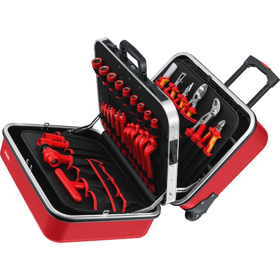 KNIPEX Werkzeugkoffer BIG Twin Move RED Elektro mit Werkzeugen - Werkzeug-Rollenkoffer "BIG Twin-Move RED"
